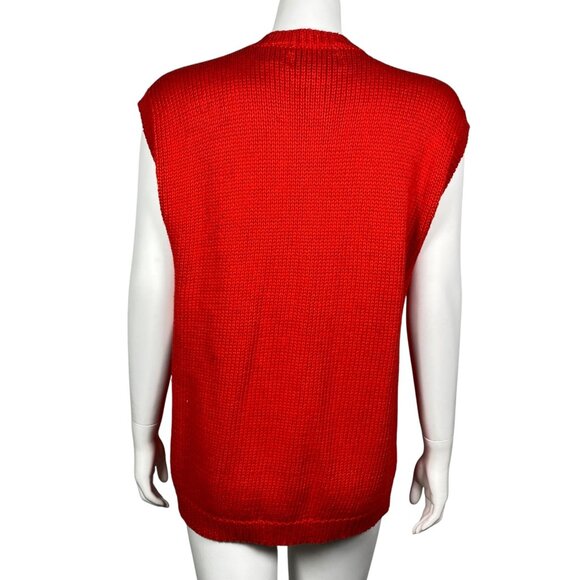 Vintage Westbound Hand Knit Cardigan Sweater Vest Size L Christmas Wreaths - Picture 5 of 7
